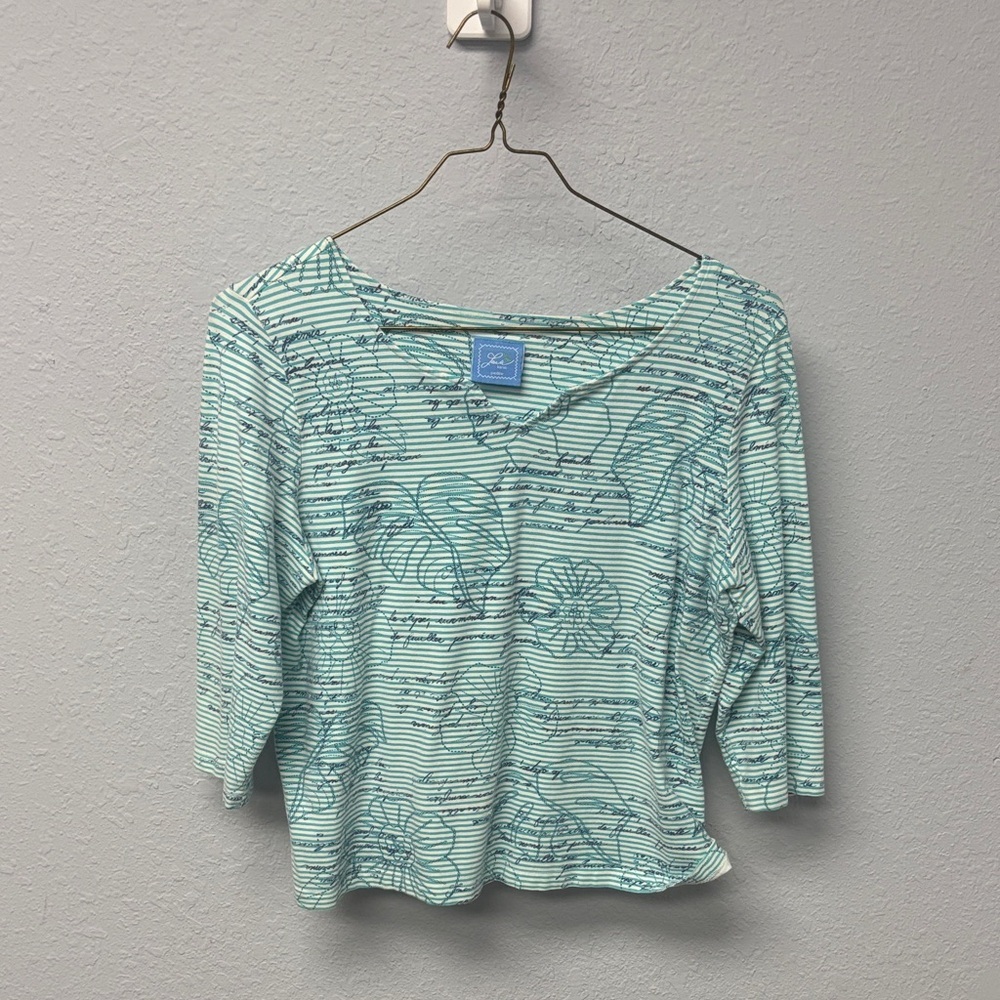 Lark Lane W’s Petite Floral Striped Long Sleeve Top